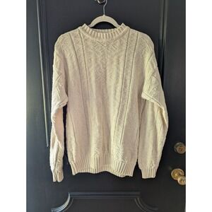 Vtg Aerospoastle Chunky Knit Crew Neck Sweater Size‎ XS Cream Cotton Neutral